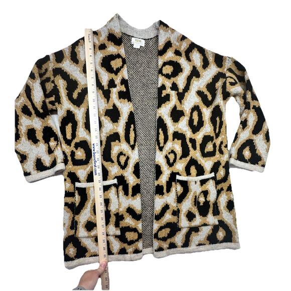 Anthropologie Maeve Cardigan Womens Size Medium Open Oversized Leopard Knit - Picture 3 of 8